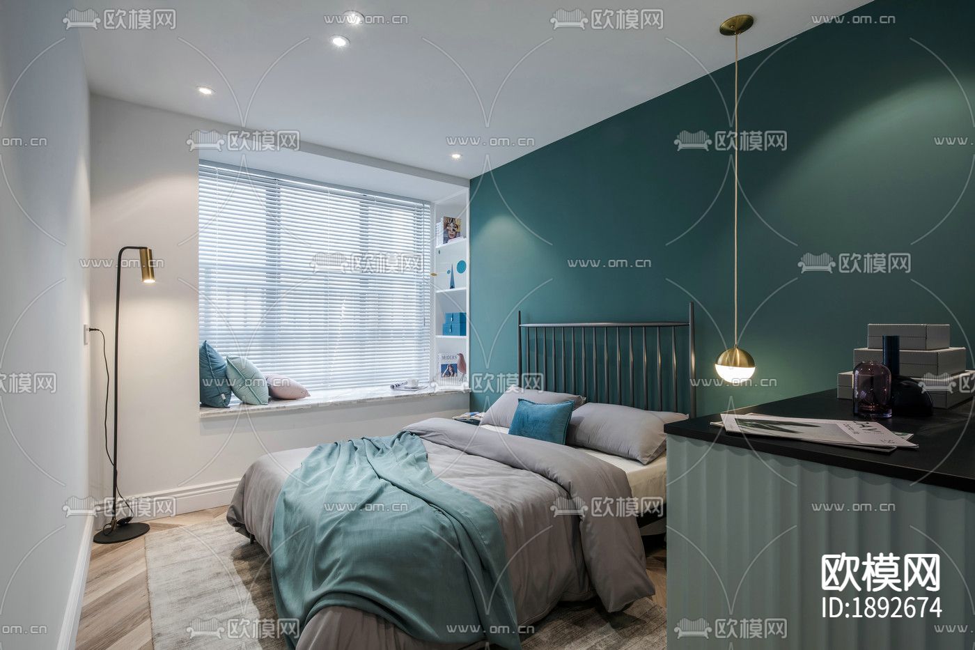 卧室客厅卫生间cad施工图下载（渲染图6）