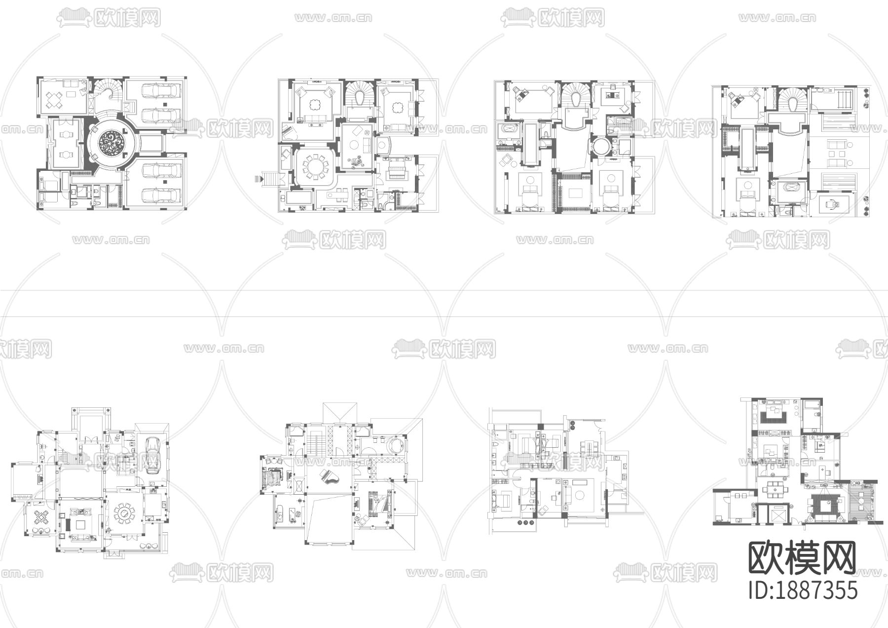 大师级豪宅别墅CAD施工图下载（渲染图3）