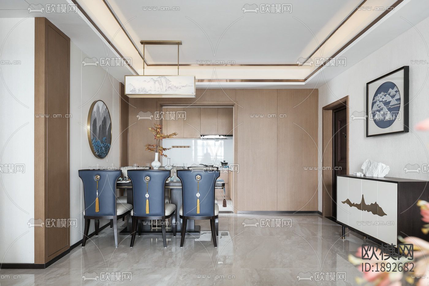 卧室客厅卫生间cad施工图下载（渲染图3）