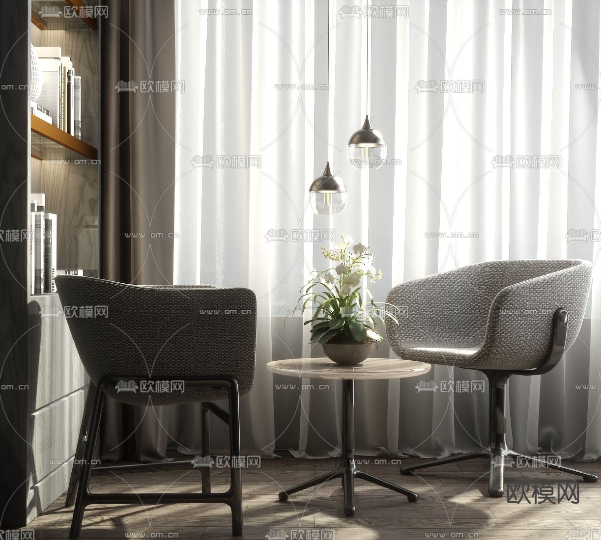 现代布艺休闲椅su模型下载