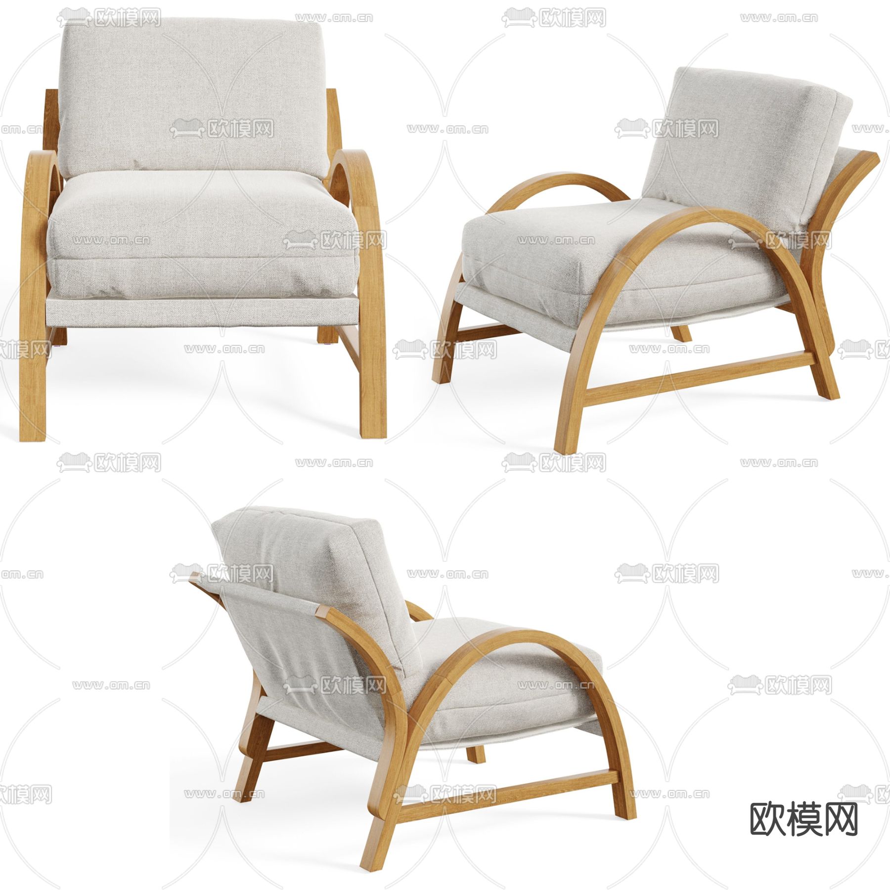 北欧布艺单人沙发3d模型下载