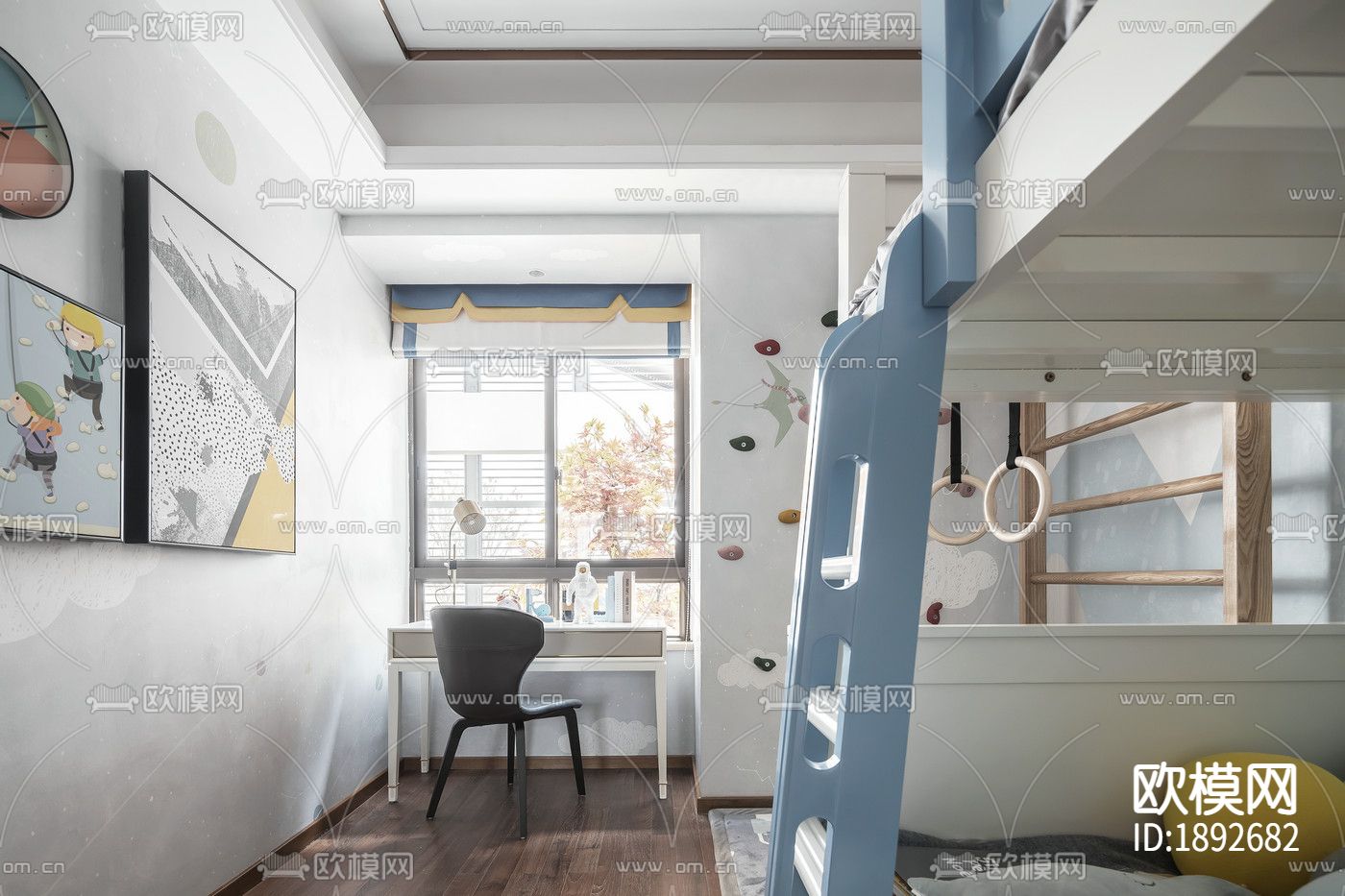 卧室客厅卫生间cad施工图下载（渲染图5）