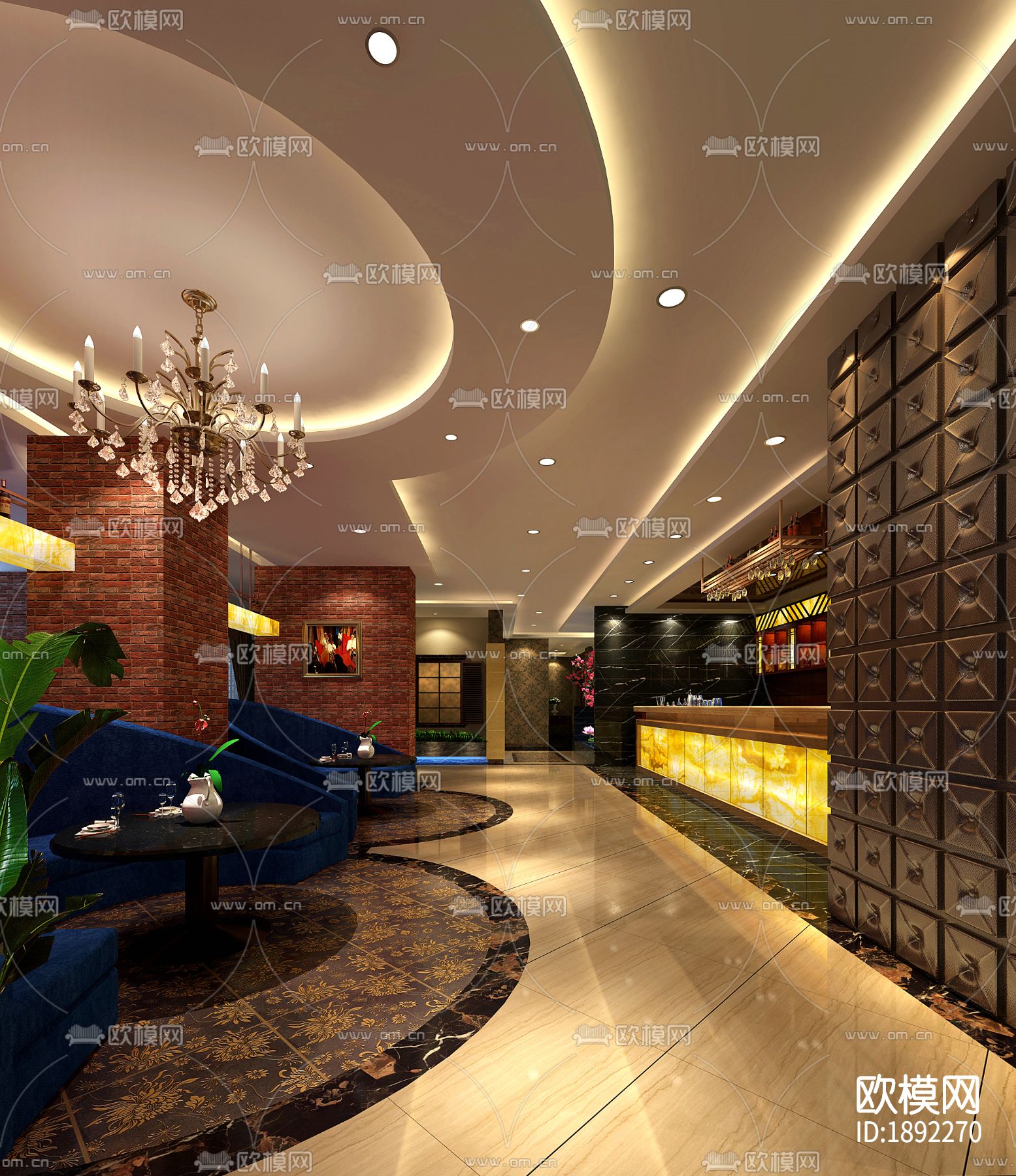 咖啡厅cad施工图下载（渲染图7）