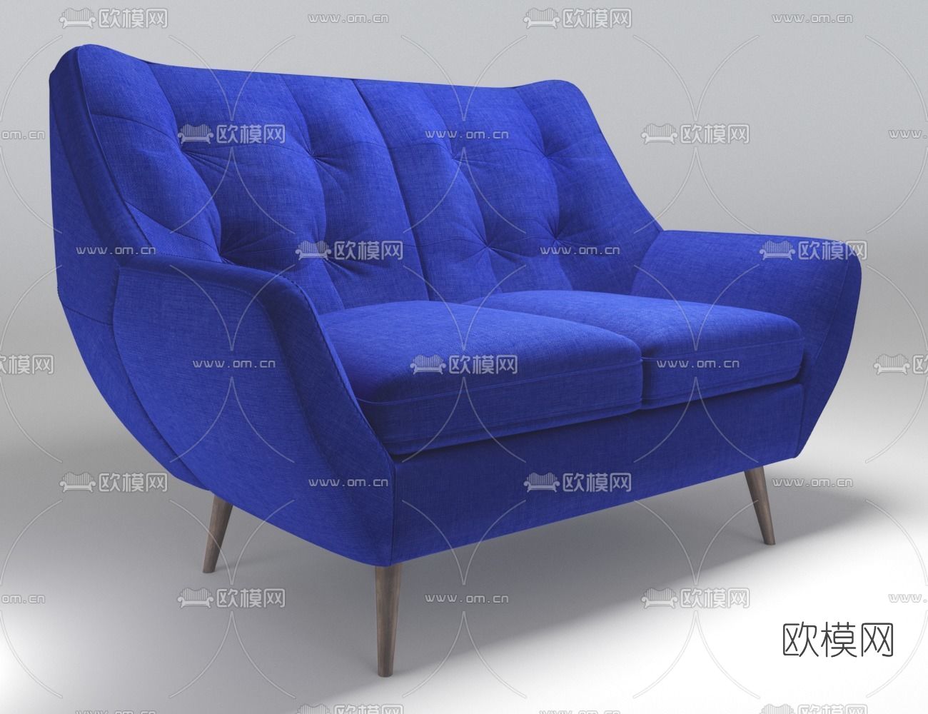 简欧布艺双人沙发免费3d模型下载