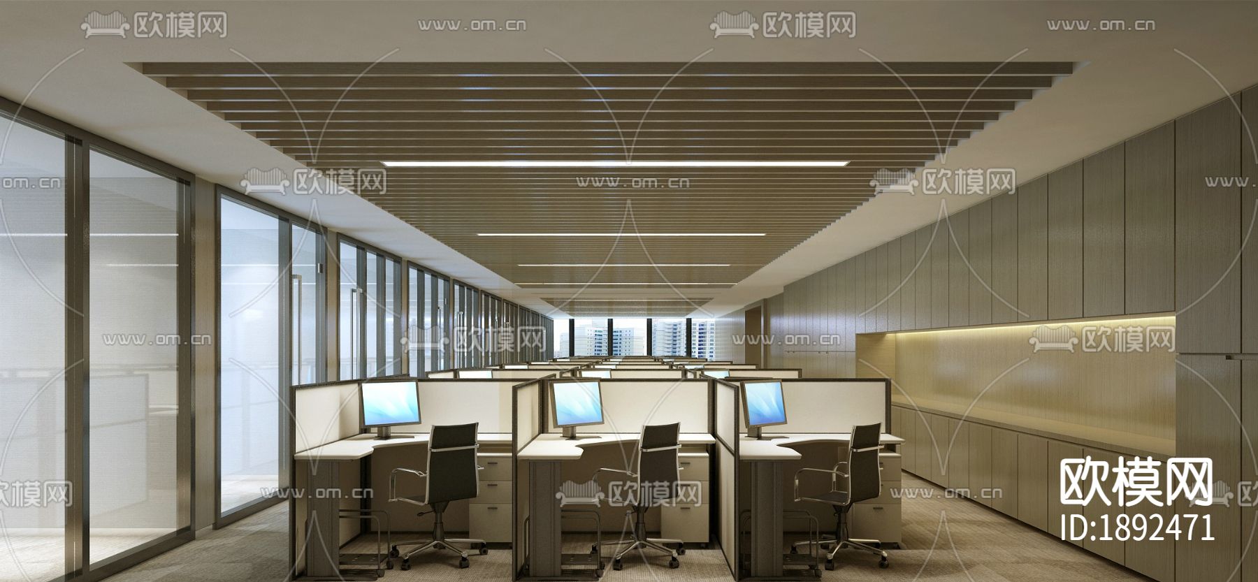 办公室cad施工图下载（渲染图7）