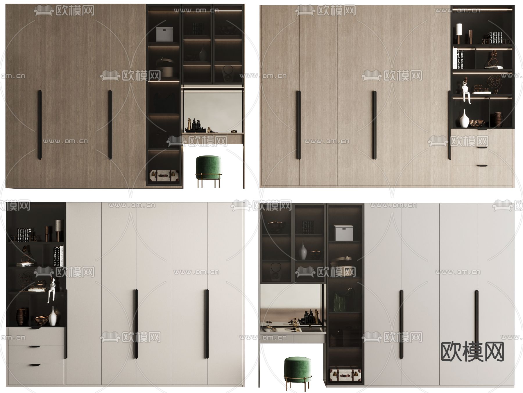 现代轻奢衣柜3d模型下载