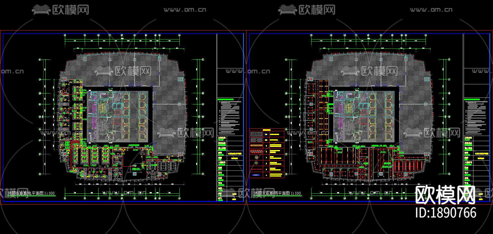 现代办公室电路CAD施工图-免费3dmax模型库-欧模网