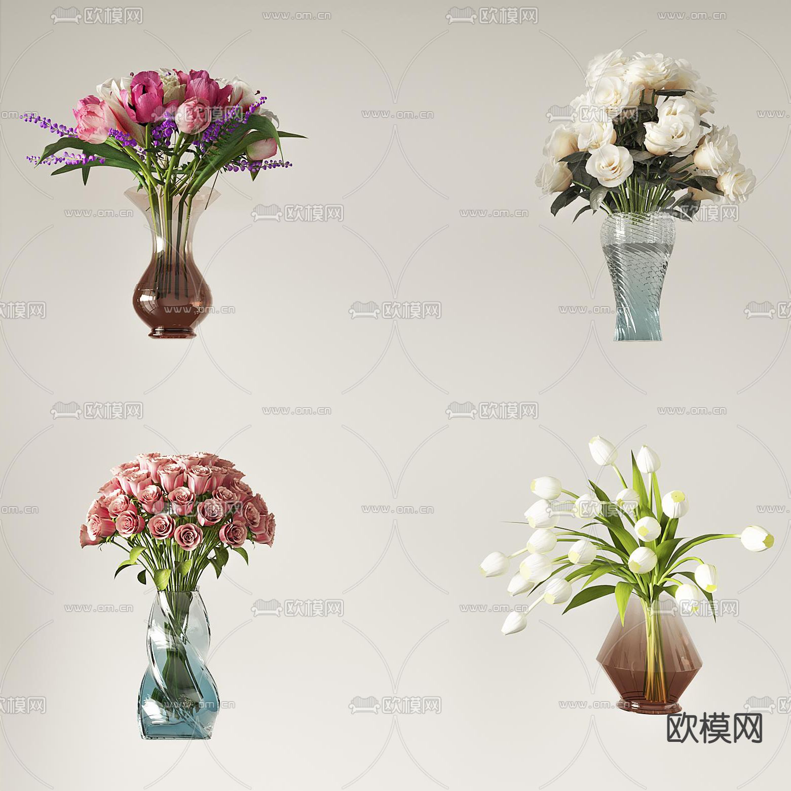 现代花瓶花艺插花3d模型