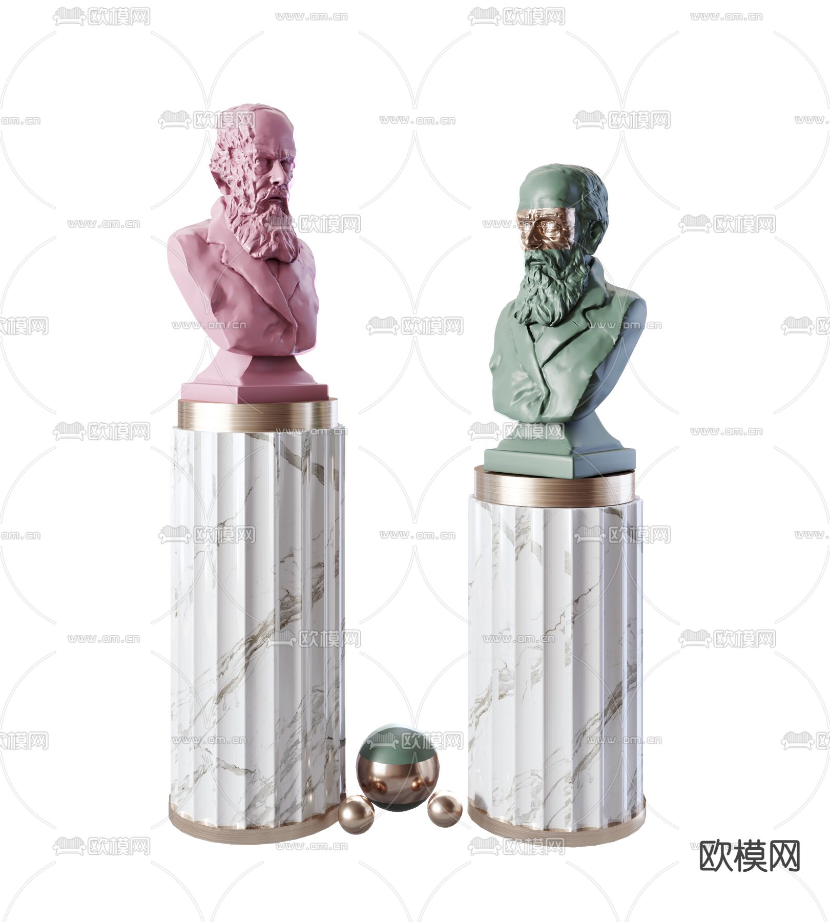 欧式人物半身雕塑摆件3d模型下载