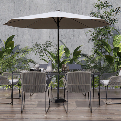  现代户外休闲桌椅su模型 