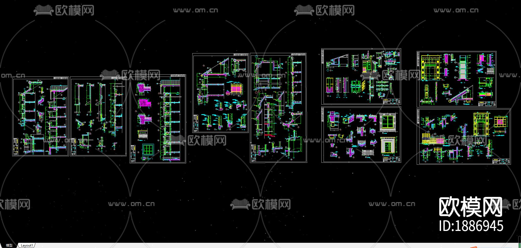 别墅建筑节点CAD施工图下载（渲染图2）