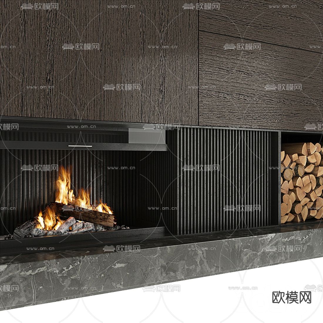 现代壁炉3d模型下载（渲染图3）