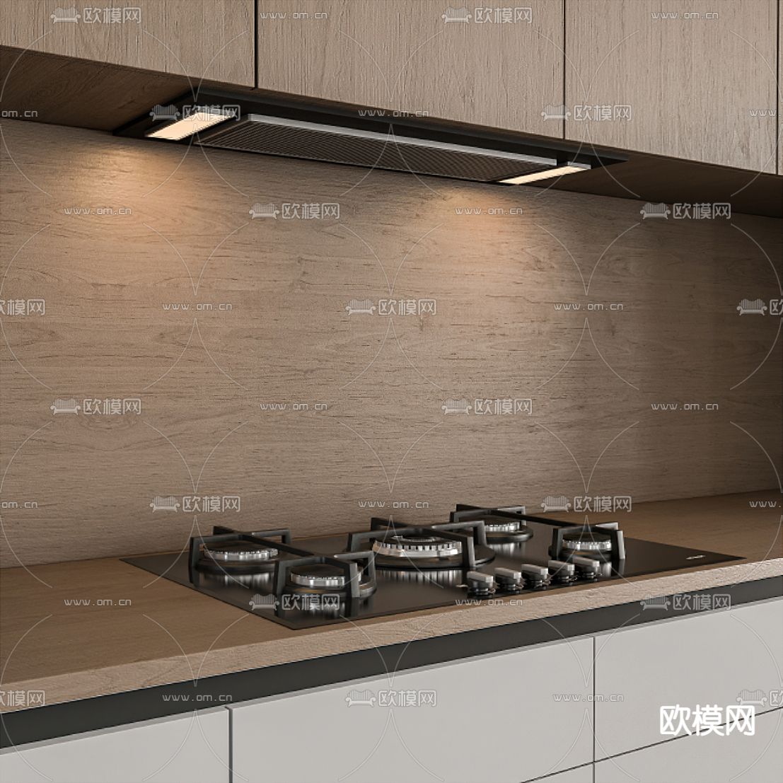 现代厨房橱柜3d模型下载（渲染图3）