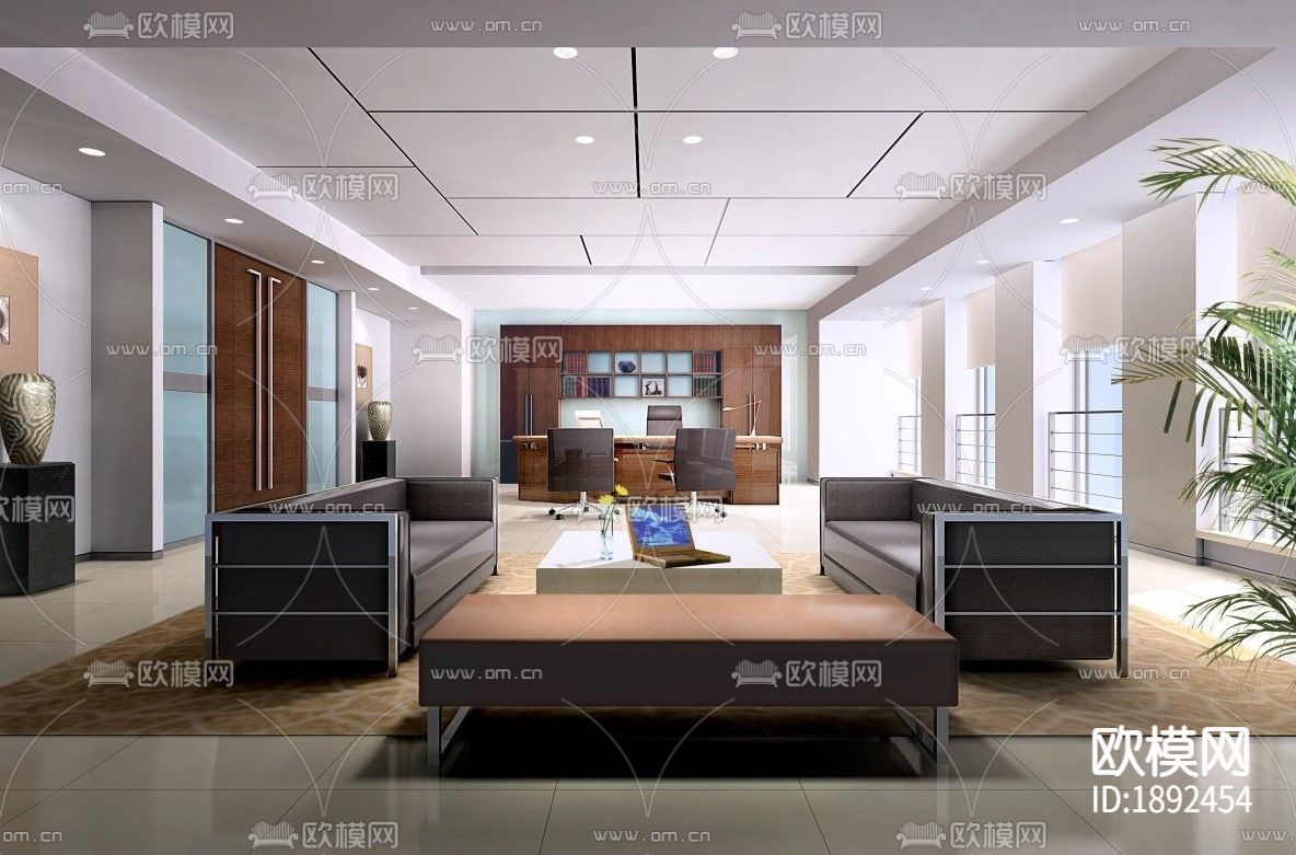 中石油驻乌鲁木齐指挥中心大楼CAD施工图下载（渲染图4）