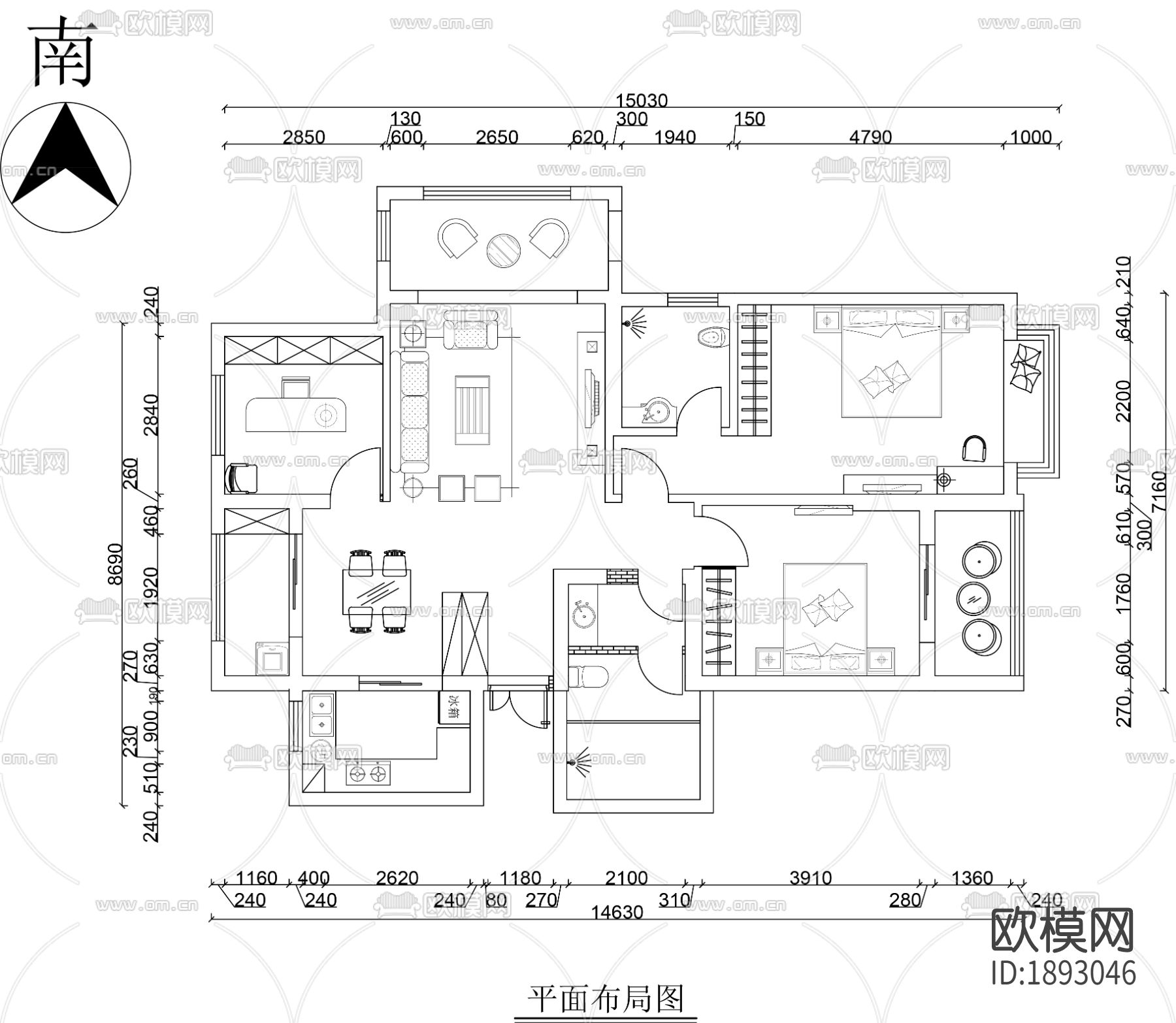 家装cad施工图下载（渲染图1）