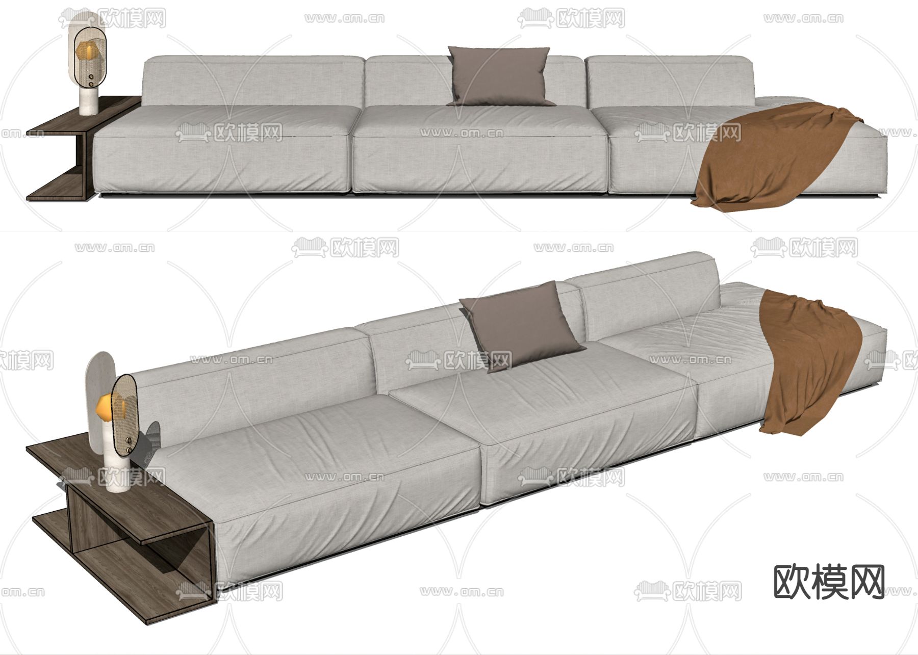 现代布艺多人沙发su模型下载（渲染图2）
