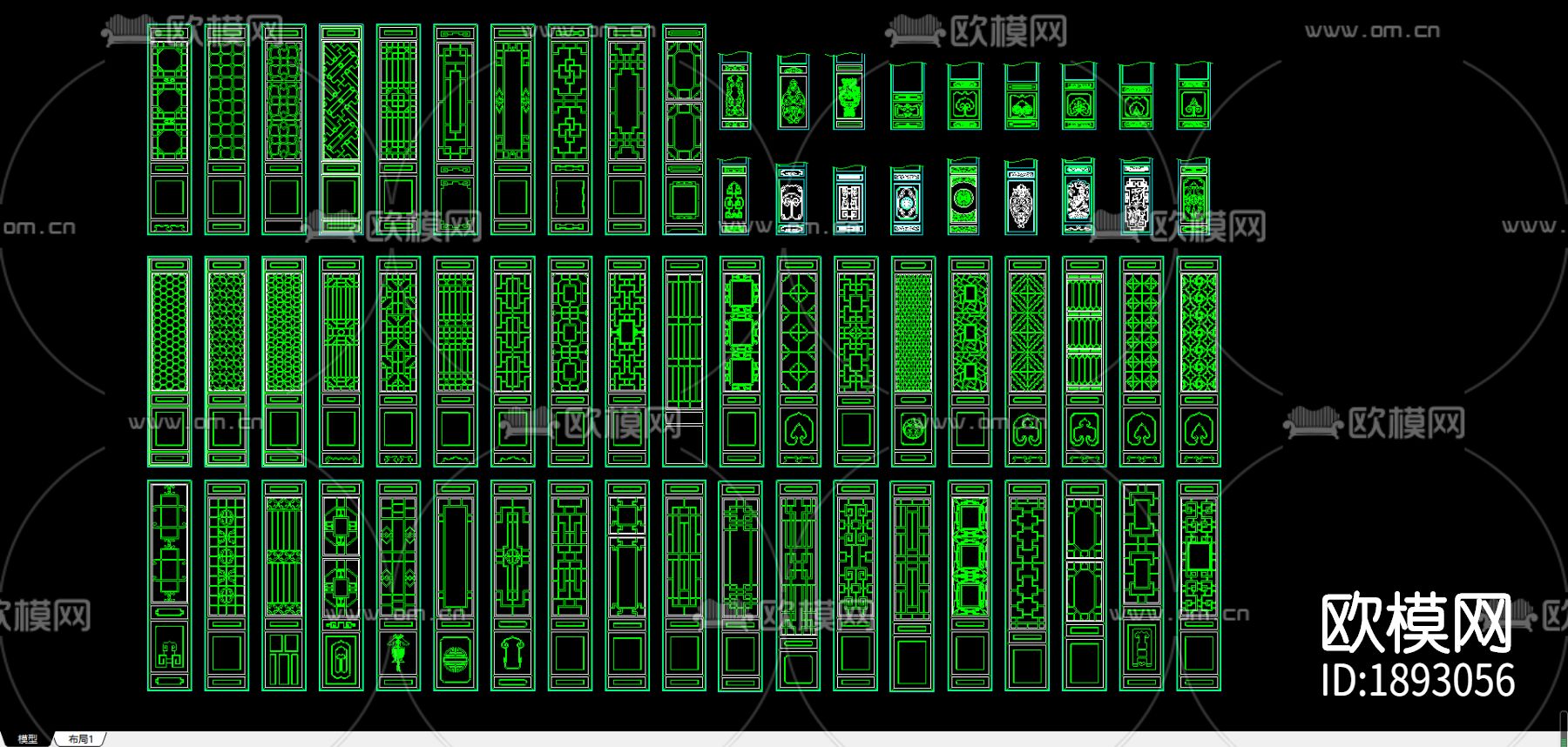 隔断屏风cad图库下载