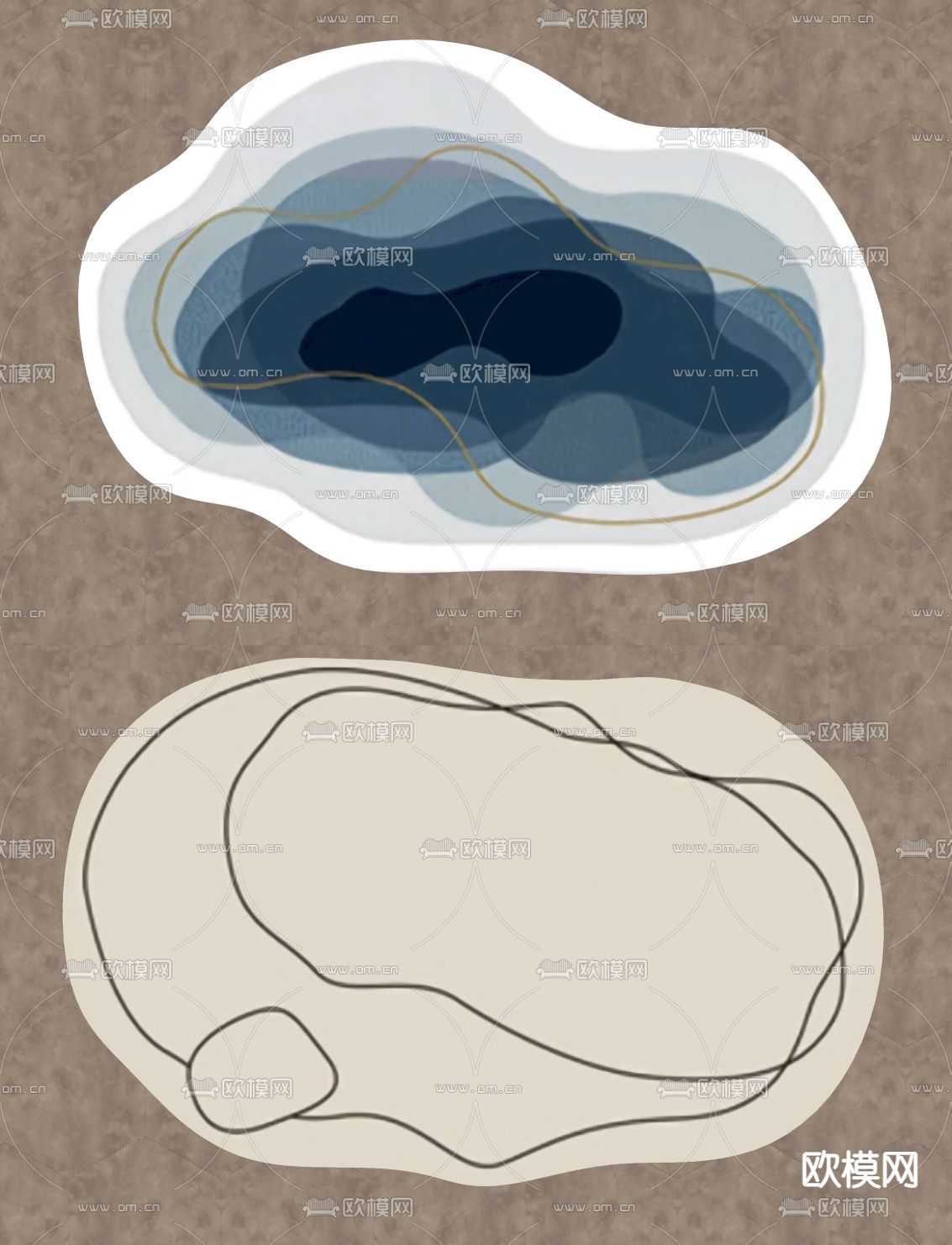 现代异形地毯su模型下载（渲染图1）
