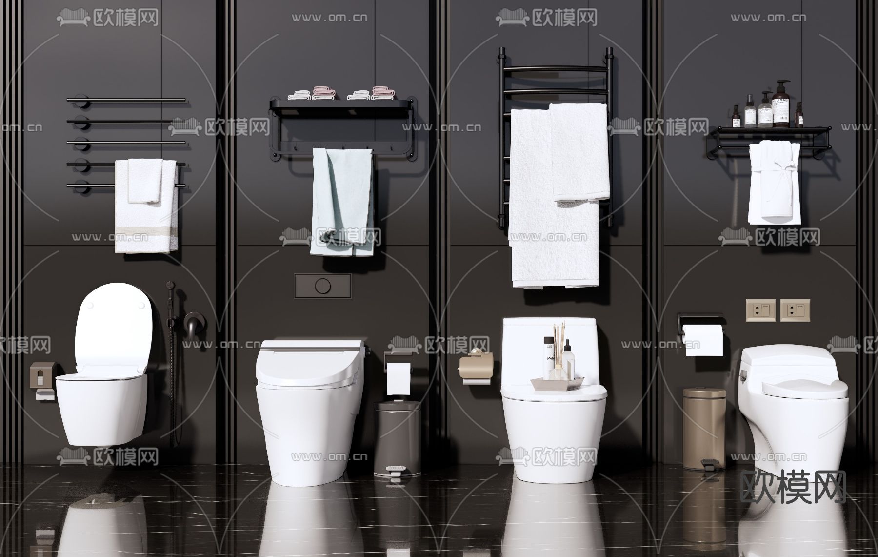 现代马桶su模型下载（渲染图1）