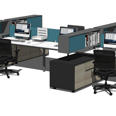  现代员工卡位su模型 