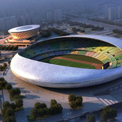  现代体育馆鸟瞰su模型 