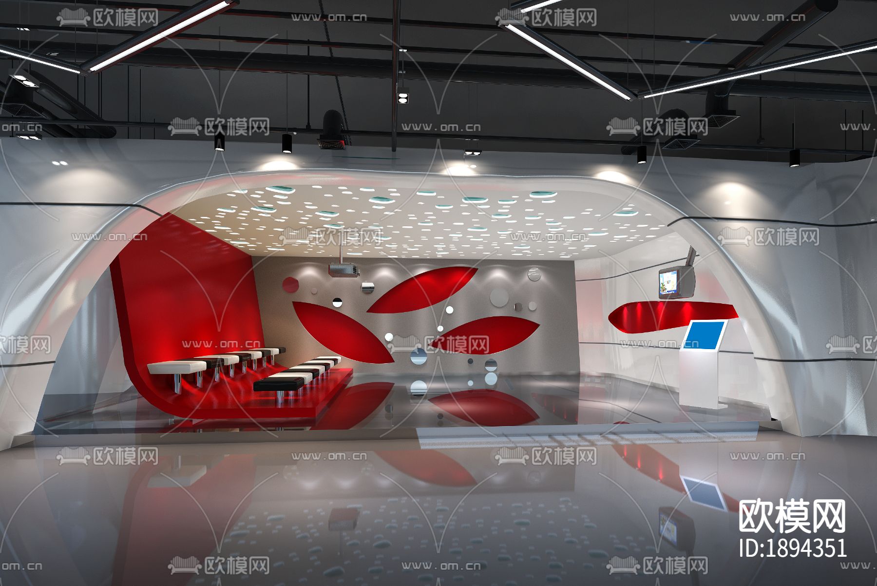 展厅cad施工图下载（渲染图3）