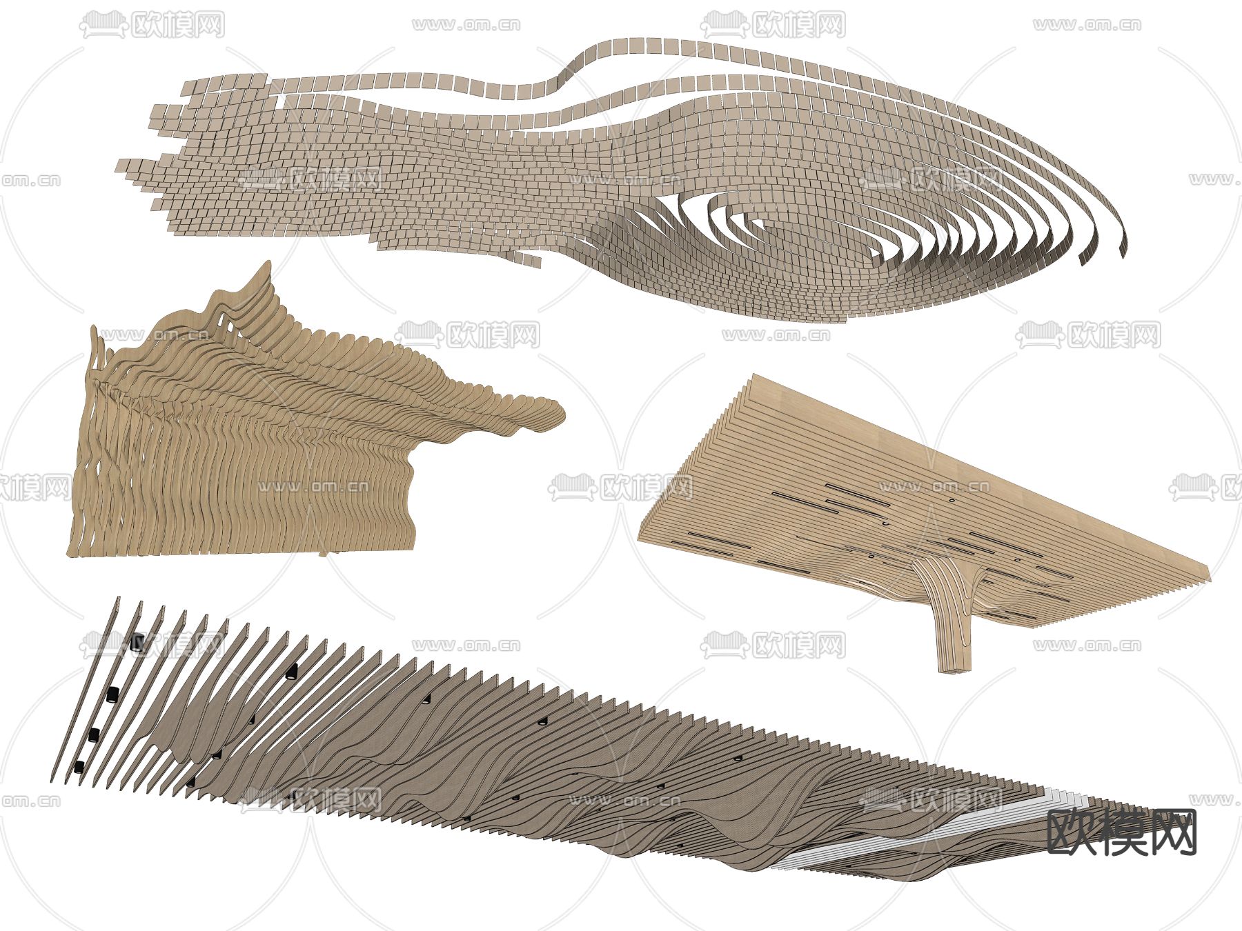 现代异形吊顶su模型下载