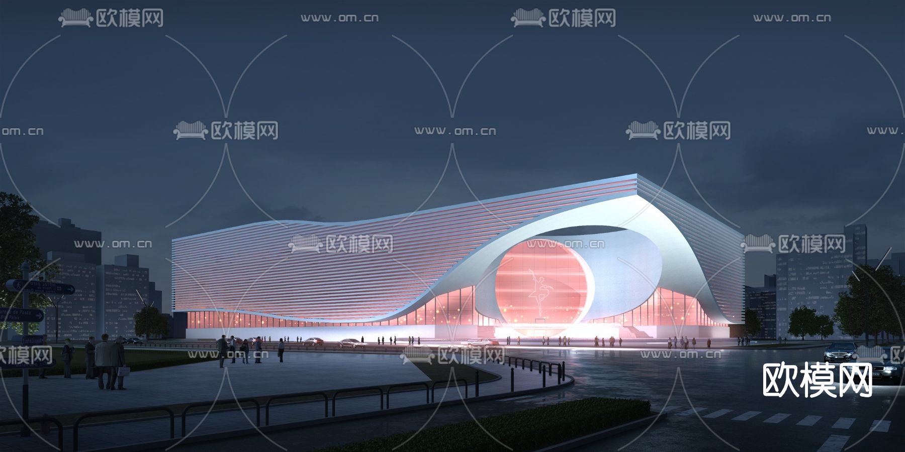 现代展览馆外观su模型下载（渲染图1）