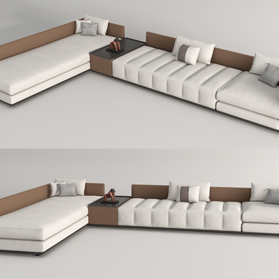现代布艺转角沙发su模型