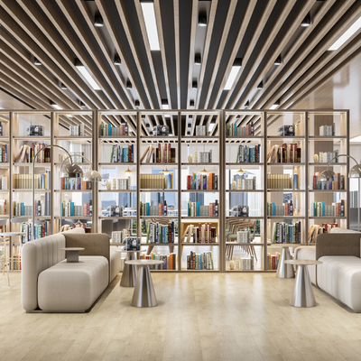  现代图书馆su模型 