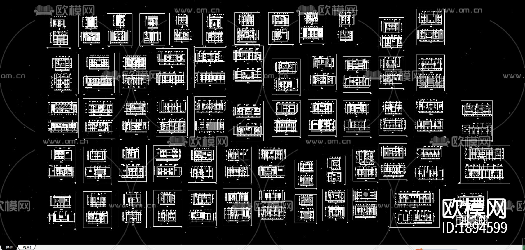 装饰柜cad图库下载（渲染图1）