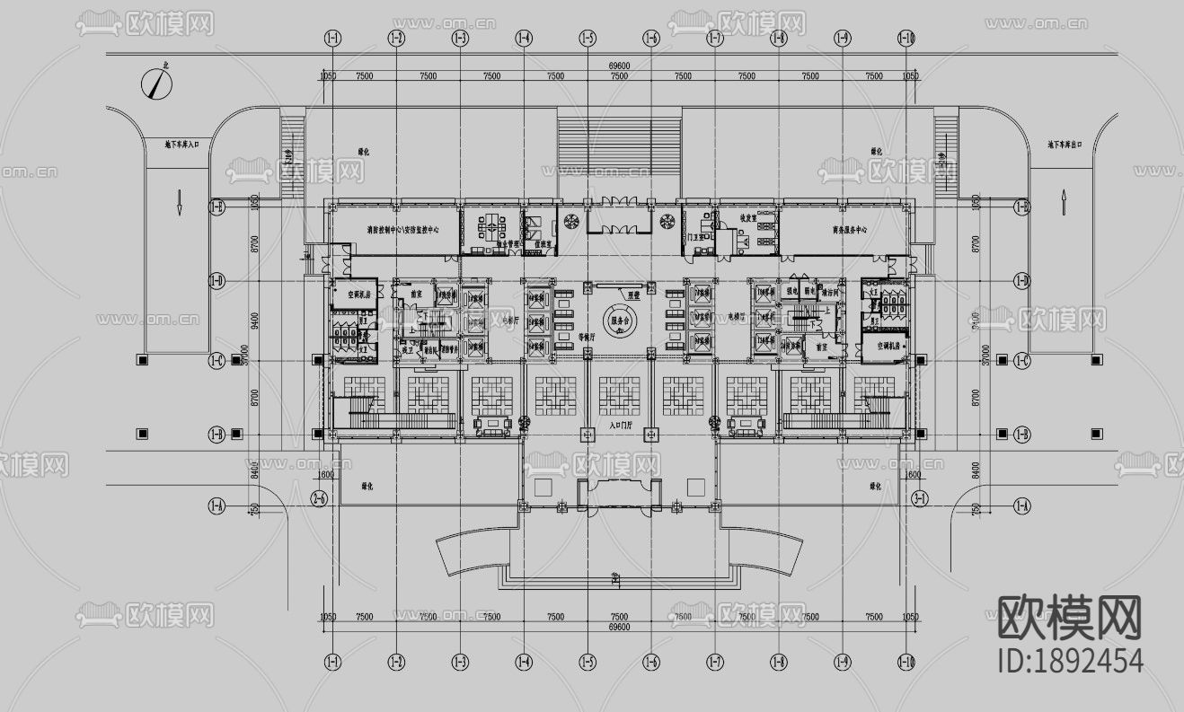 中石油驻乌鲁木齐指挥中心大楼CAD施工图下载（渲染图1）