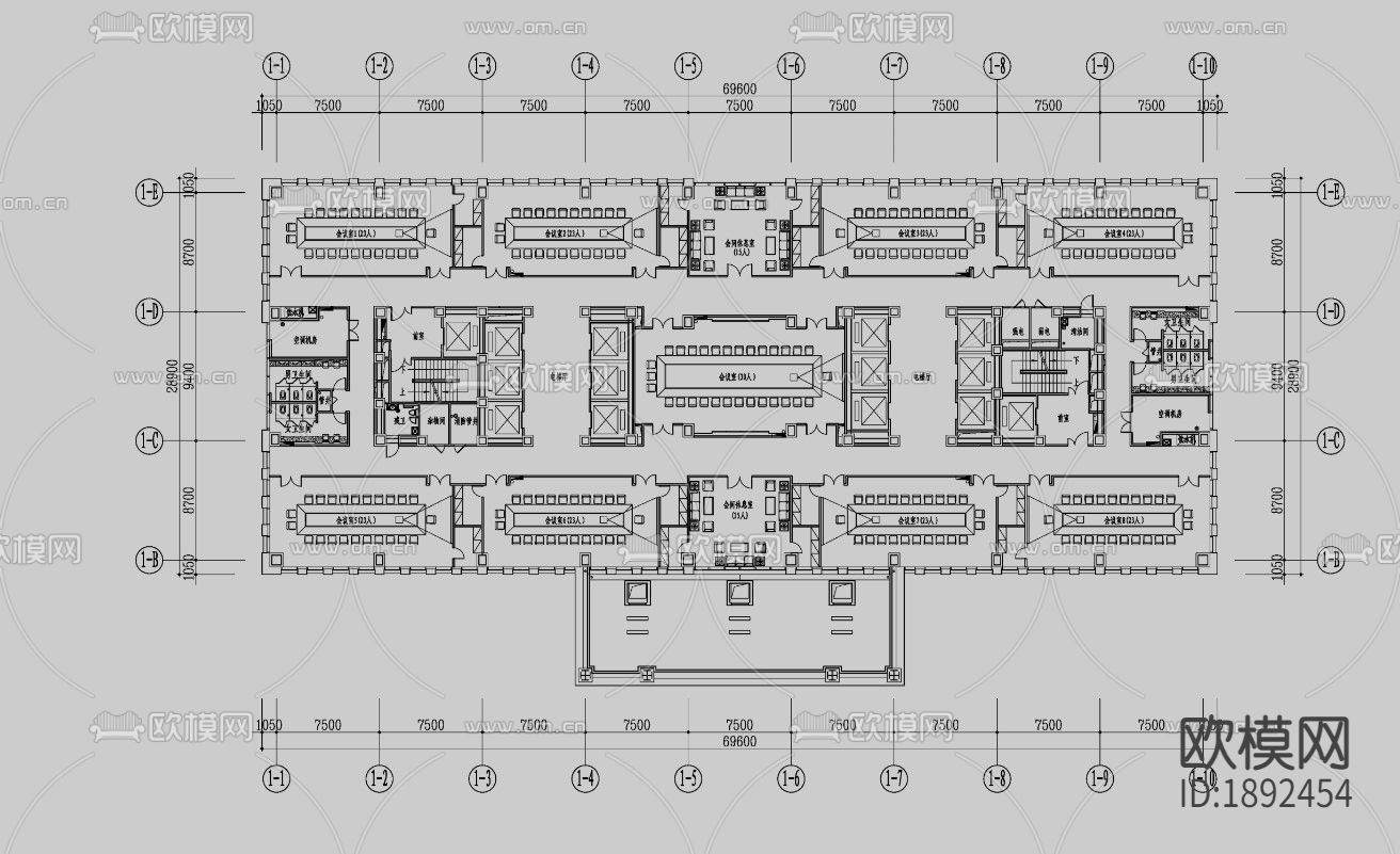中石油驻乌鲁木齐指挥中心大楼CAD施工图下载（渲染图3）