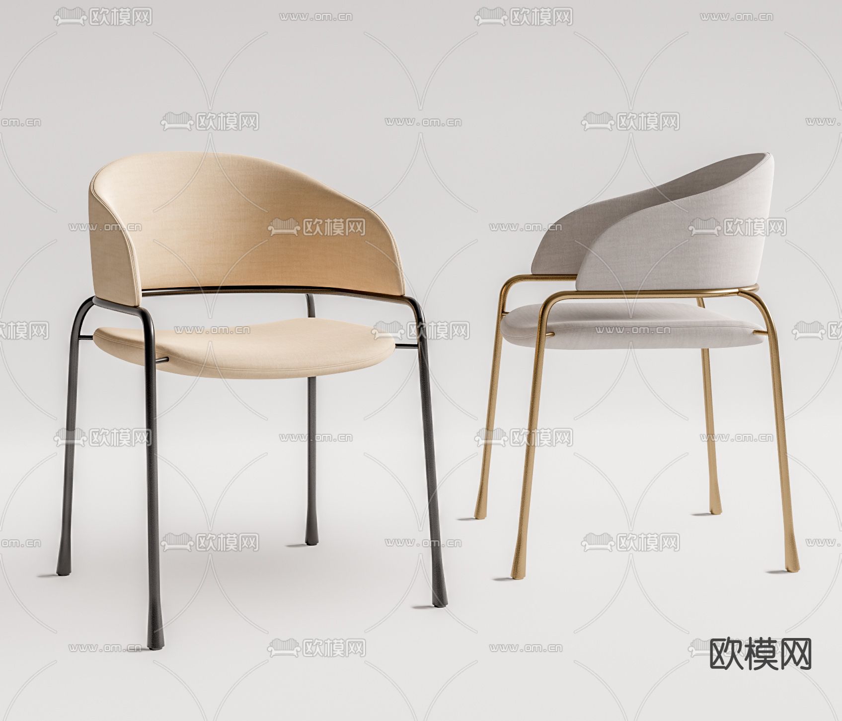 现代单椅餐椅su模型下载（渲染图1）