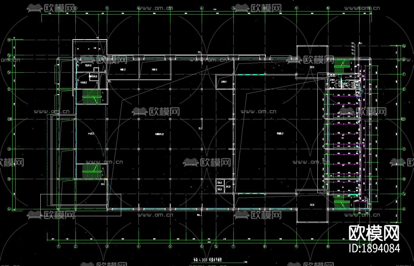政府办公大楼给排水和消防cad施工图下载（渲染图2）