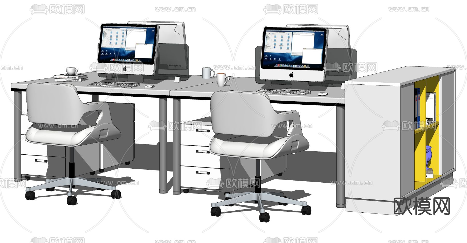 现代办公桌椅su模型下载