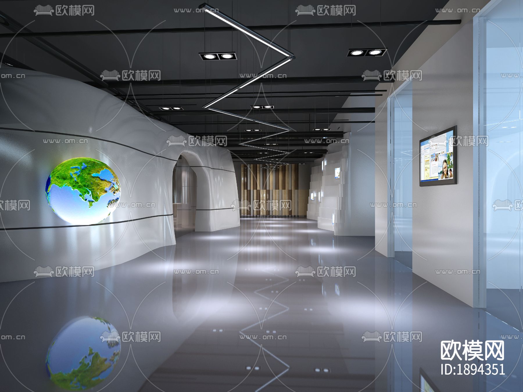 展厅cad施工图下载（渲染图4）