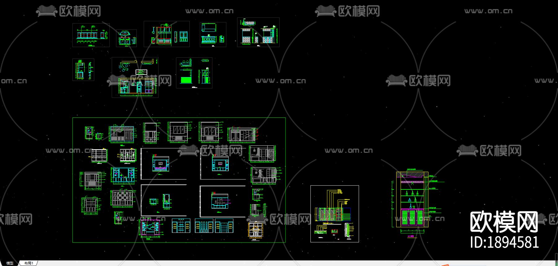 酒柜cad图库下载（渲染图2）