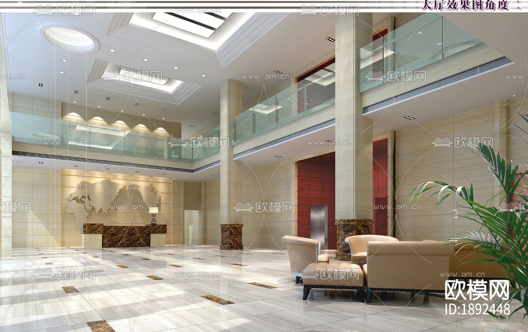 苏州豪华中式办公楼CAD施工图下载（渲染图3）