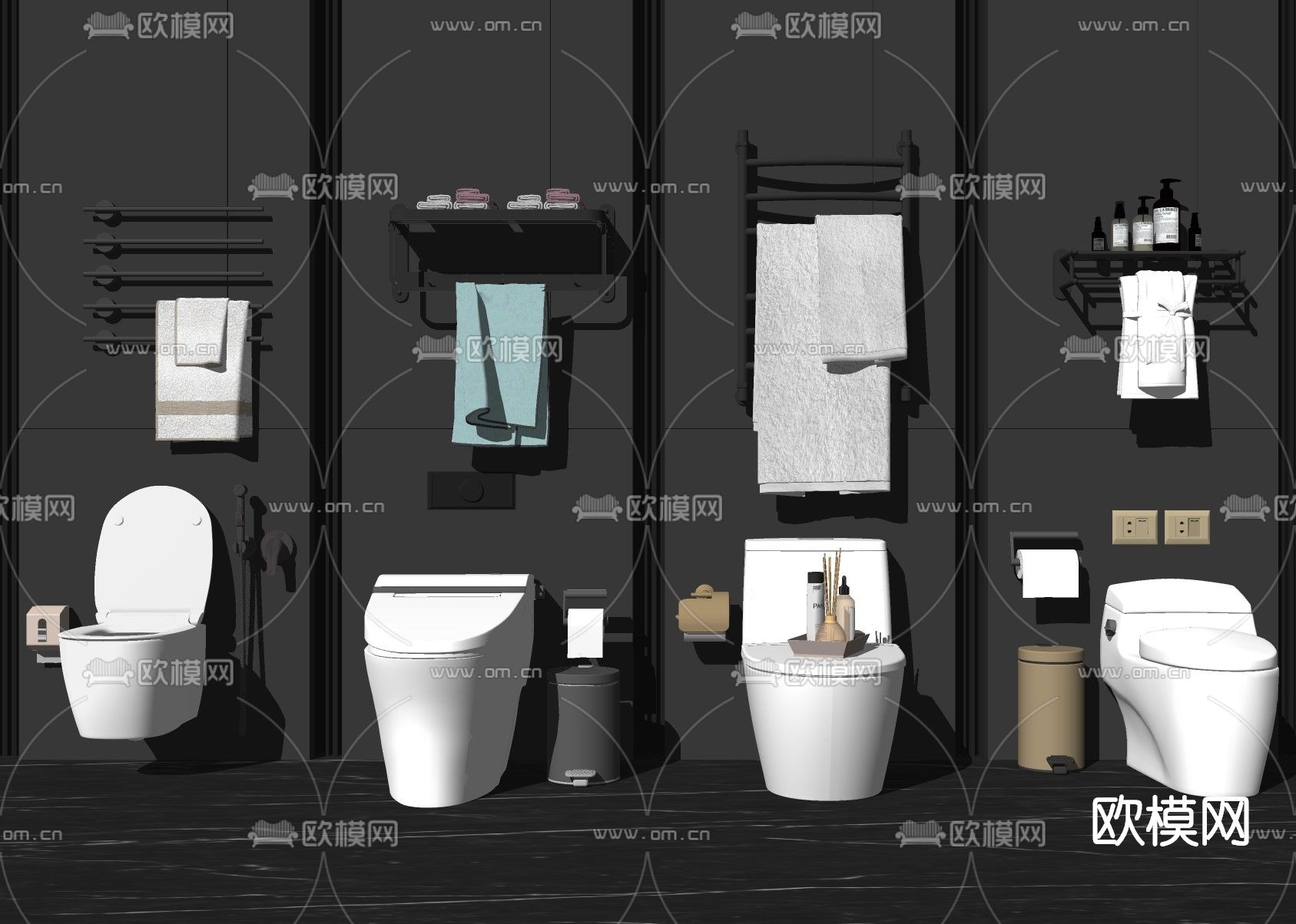 现代马桶su模型下载（渲染图2）