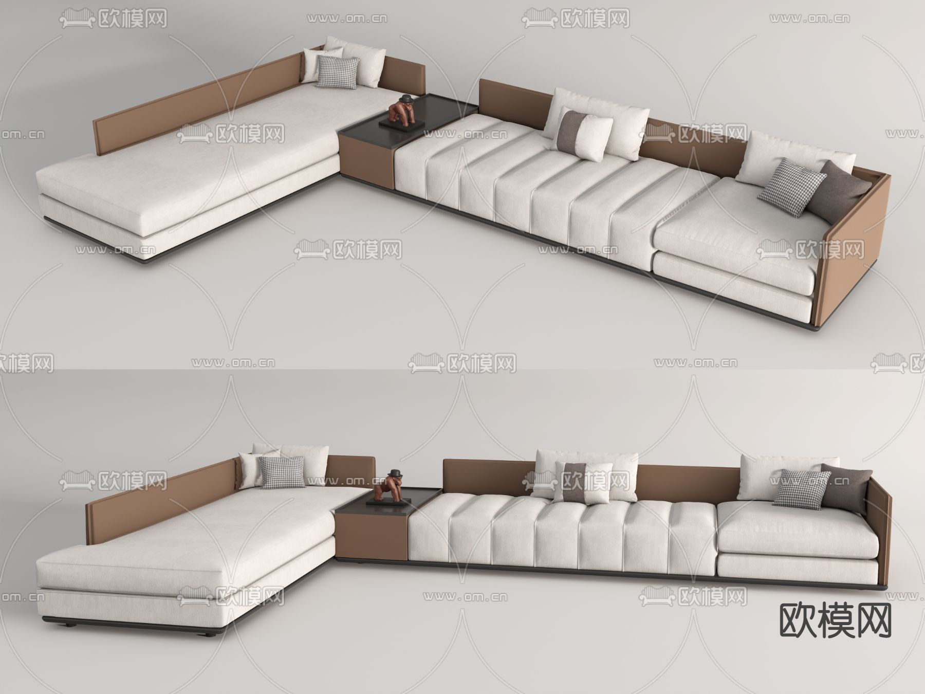 现代布艺转角沙发su模型
