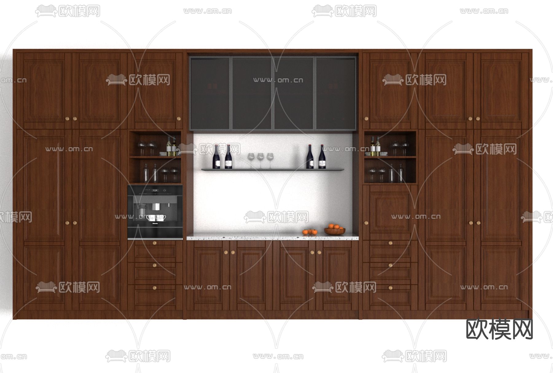 美式实木酒柜免费3d模型下载