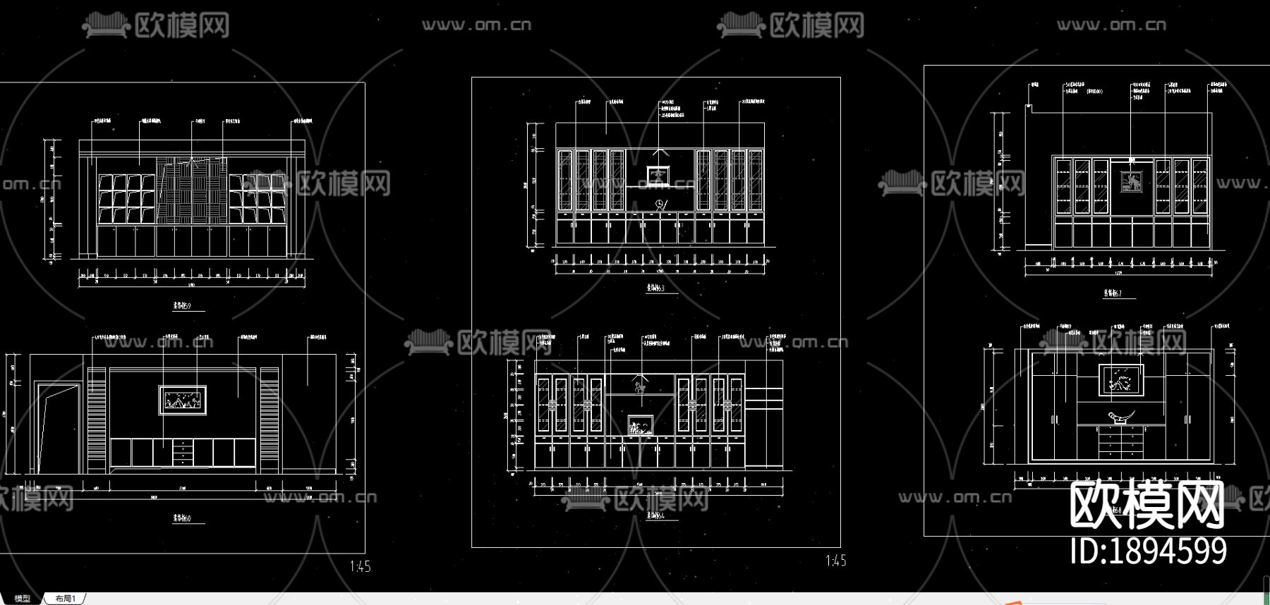 装饰柜cad图库下载（渲染图3）