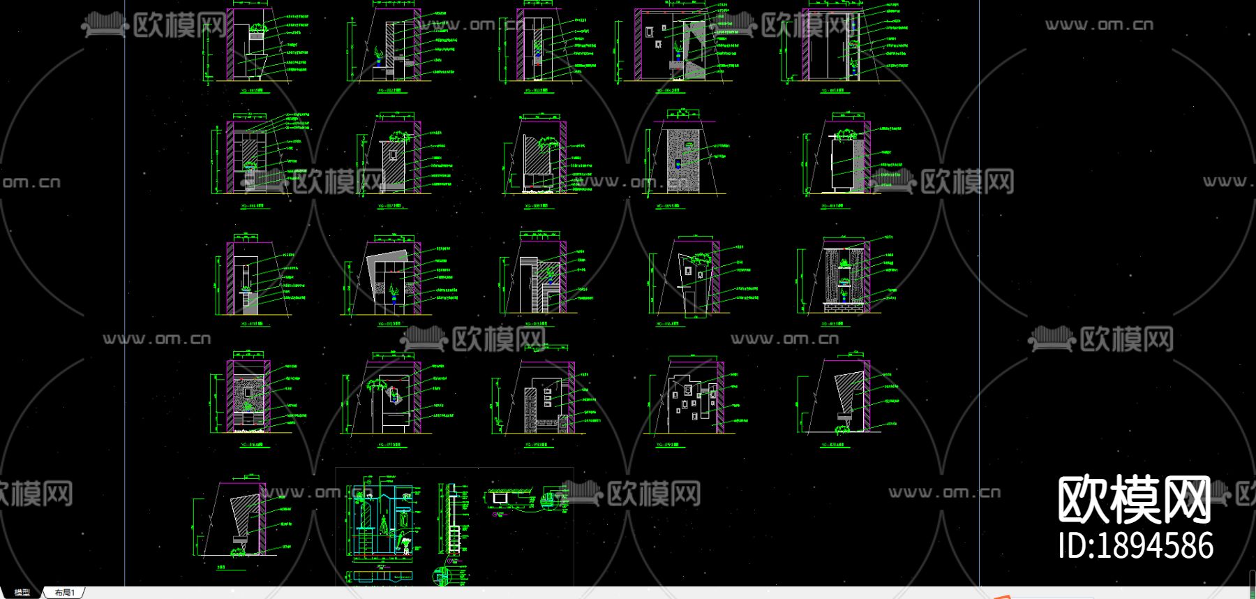 衣帽柜cad图库下载（渲染图1）