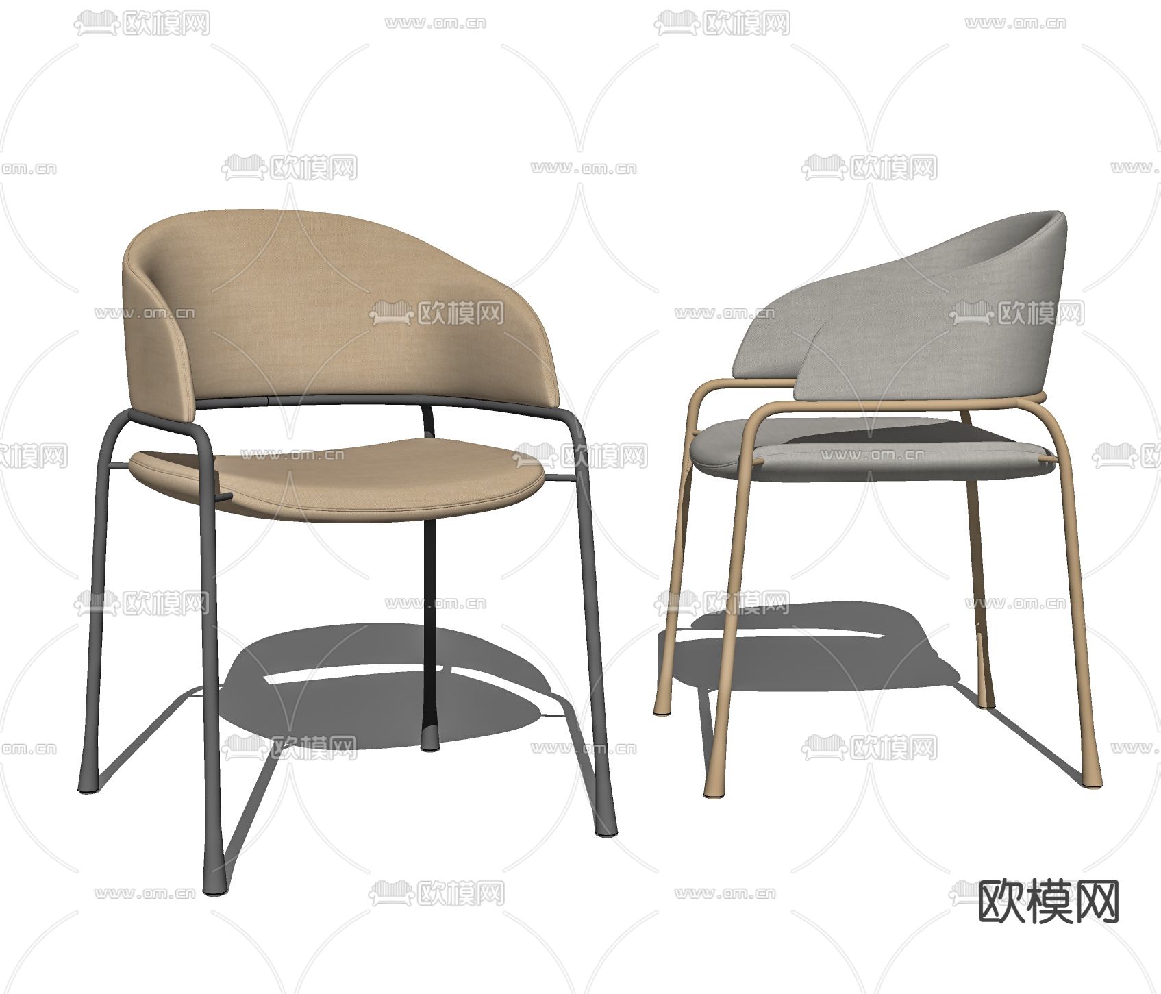 现代单椅餐椅su模型下载（渲染图2）