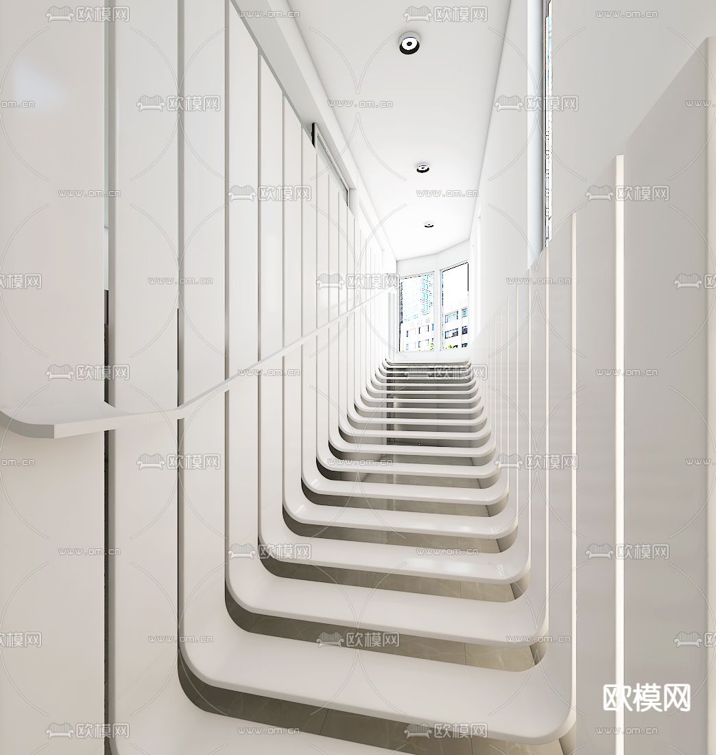 现代U型楼梯3d模型