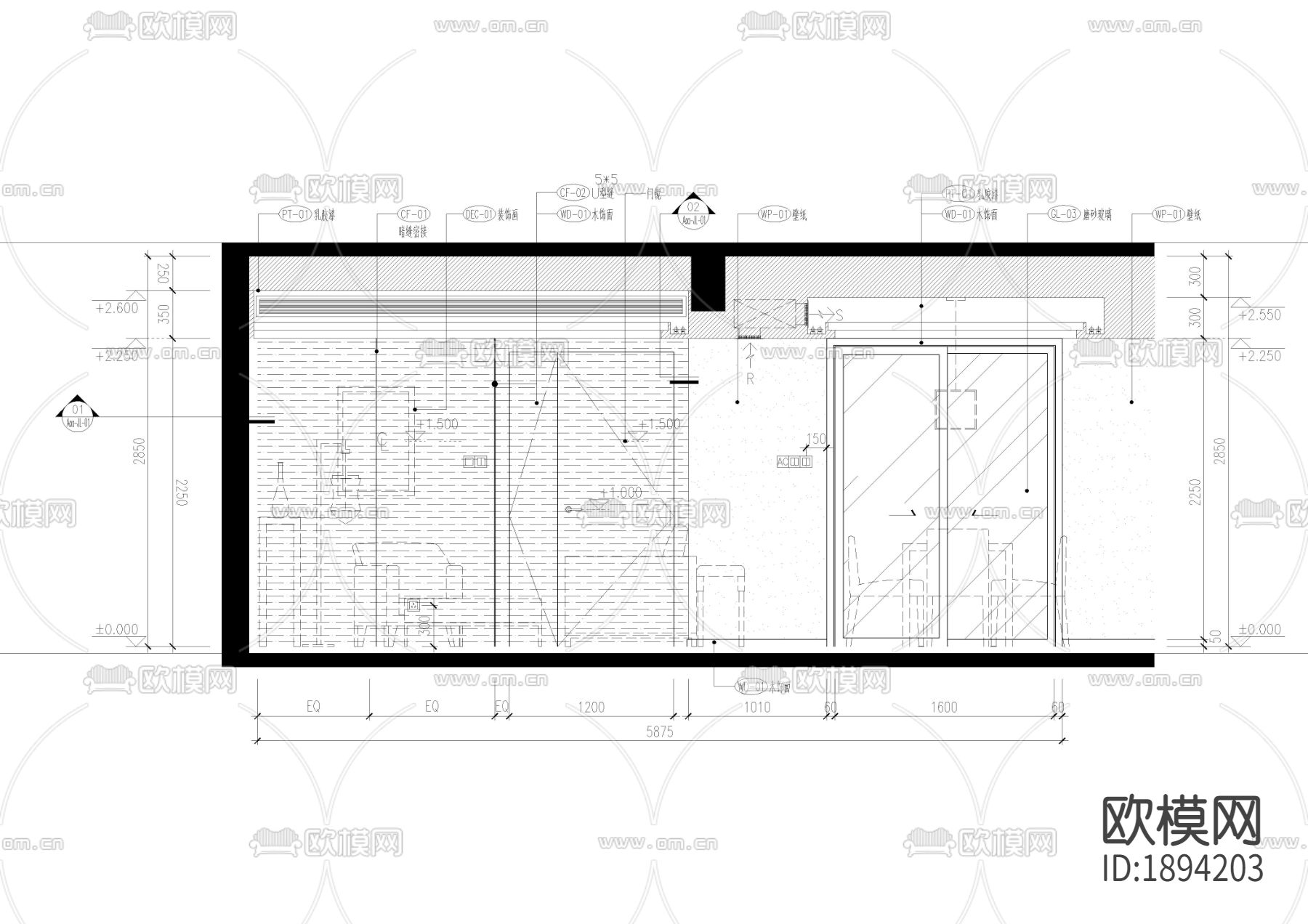 大平层立面图节点大样下载（渲染图1）