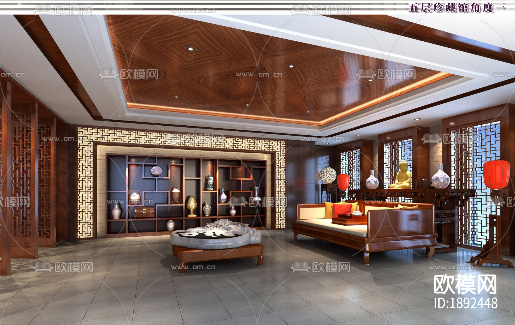 苏州豪华中式办公楼CAD施工图下载（渲染图9）