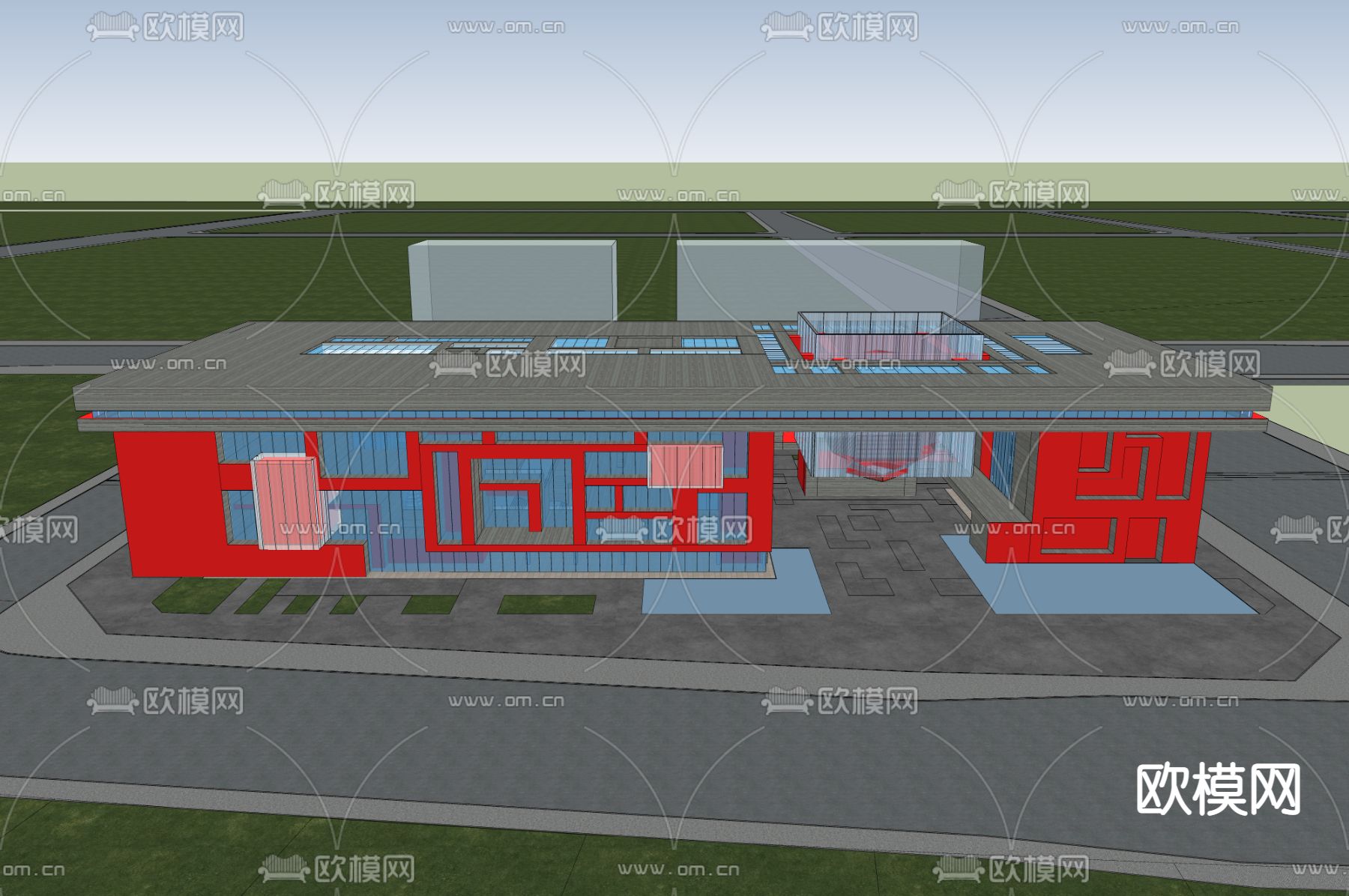 现代博物馆展馆su模型下载（渲染图2）