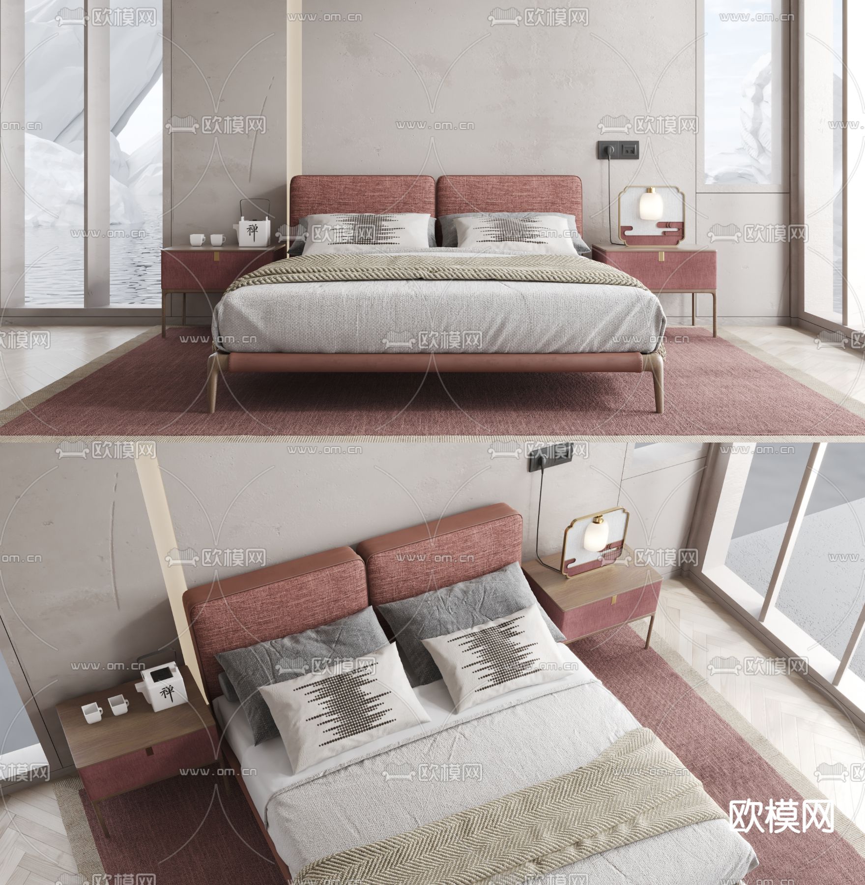 BAXTER 布艺双人床3d模型